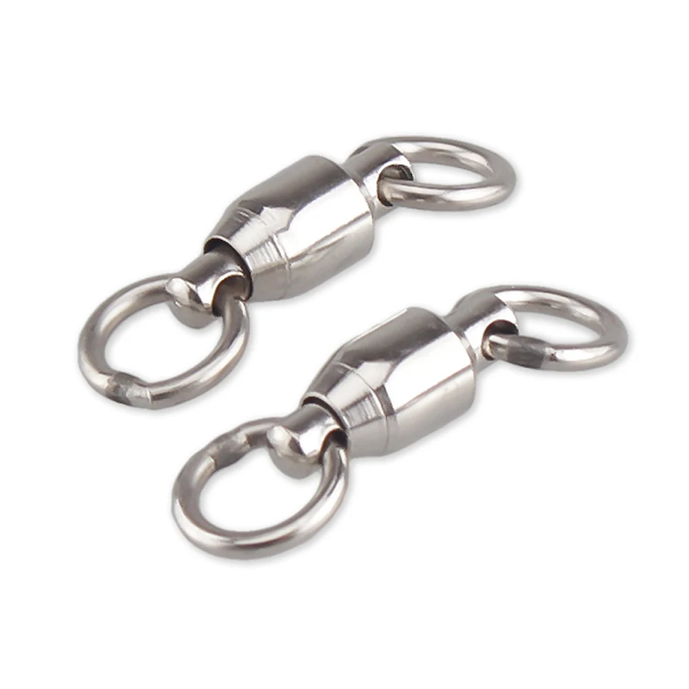 Fishing Connector 100pcs Heavy Duty Ball Bearing Fishing Connector Rolling Swivel Stainless Steel Solid Ring Fishing Accessories
