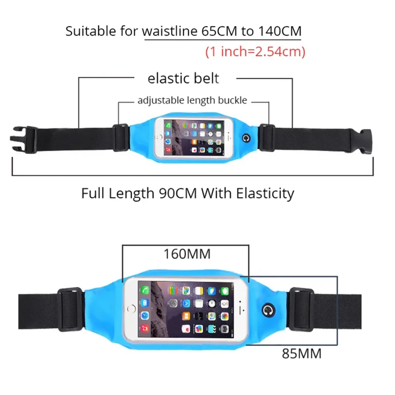 New Cell Phone Belt Running Bag Waist Smartphone Case Waterproof Cover Transparent Pouch Exercise Gym Fanny Pack For Phone Sport 4