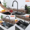 29.5 Inch Digital Display Embossed Nano Black Raindance Waterfall Sink with Pressurized Cup Washer and Waterfalls Smart Digital 5