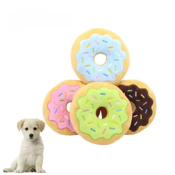 Dog Toys Donut Plush Soundmaking Cute Toy Pets Dog Squeaky Sound Funny Interactive Bite-Resistant Chew Biting Teeth Grinding 1