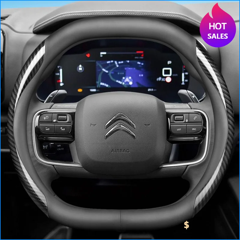 Leather Car Steering Wheel Cover Citroen C4X C5X C5 Aircross e-Berlingo C4 Auto Interior Accessories Steering Wheel Cover