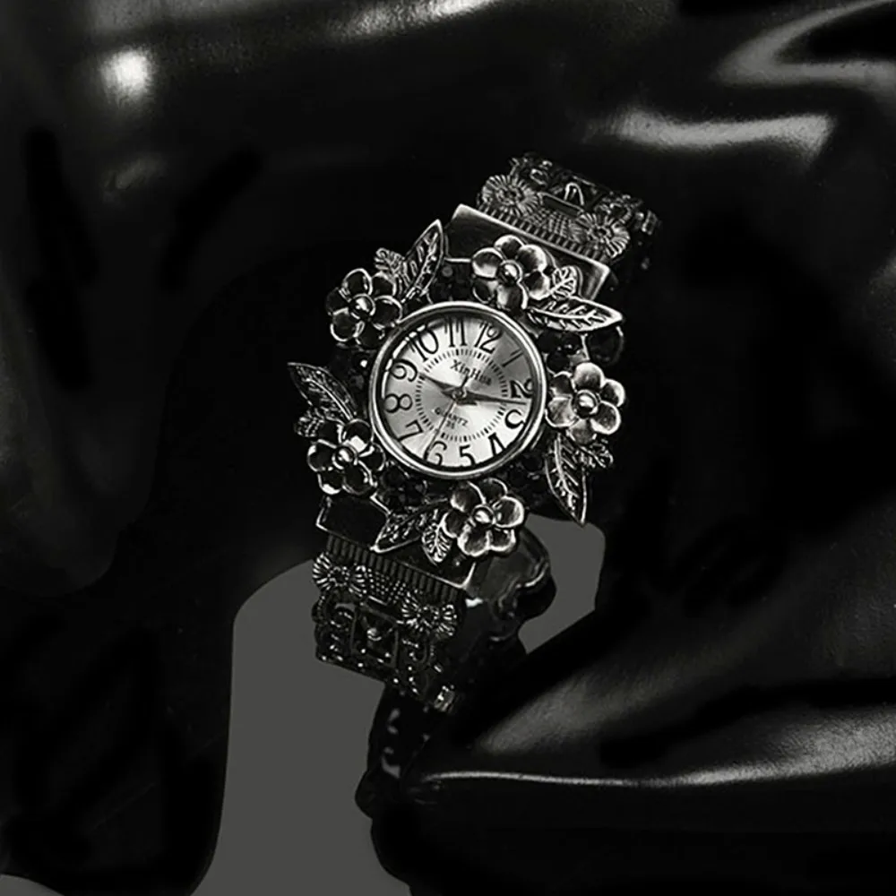 Stainless Steel Dial Quartz Wristwatches Women Fashion Bracelet Watches Flower Bangle Watch Pulsera Hombre XINHUA women watches electronic watch