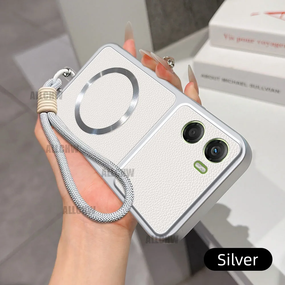 Luxurious Leather Matte Magnetic Hand Strap Phone Case