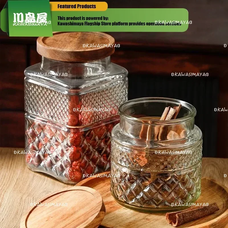 KAWASIMAYA Glass Sealed Jar, Food Grade Snack Storage Jar White Candy Stale Peel Storage Jar Tea