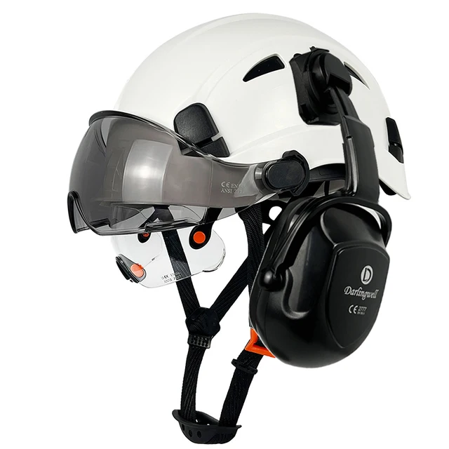 ABS Safety Helmet with Visor and Ear Muffs