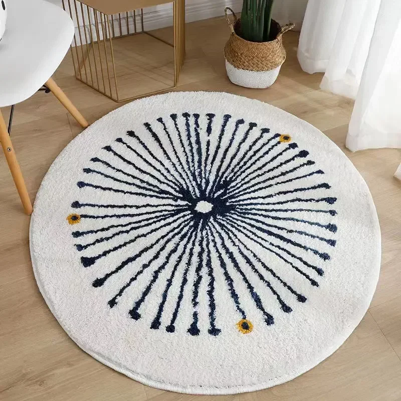 Artistic Round Carpet Stripes Creative Rugs Bedroom Soft Comfortable Play Rug Living Room Coffee Table Lines Decorative Carpets 3