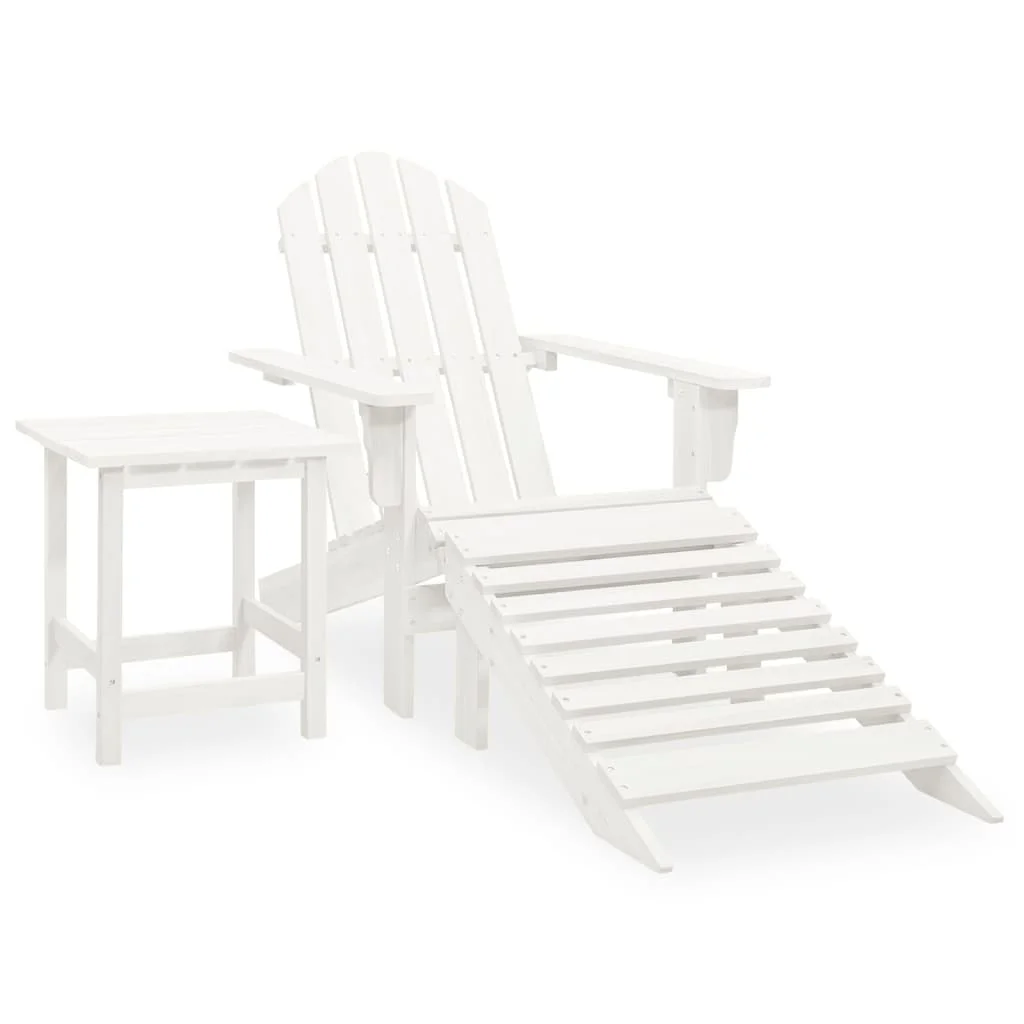Sedia Da Giardino Adirondack Con Pouf E Tavolo In Pino Bianco