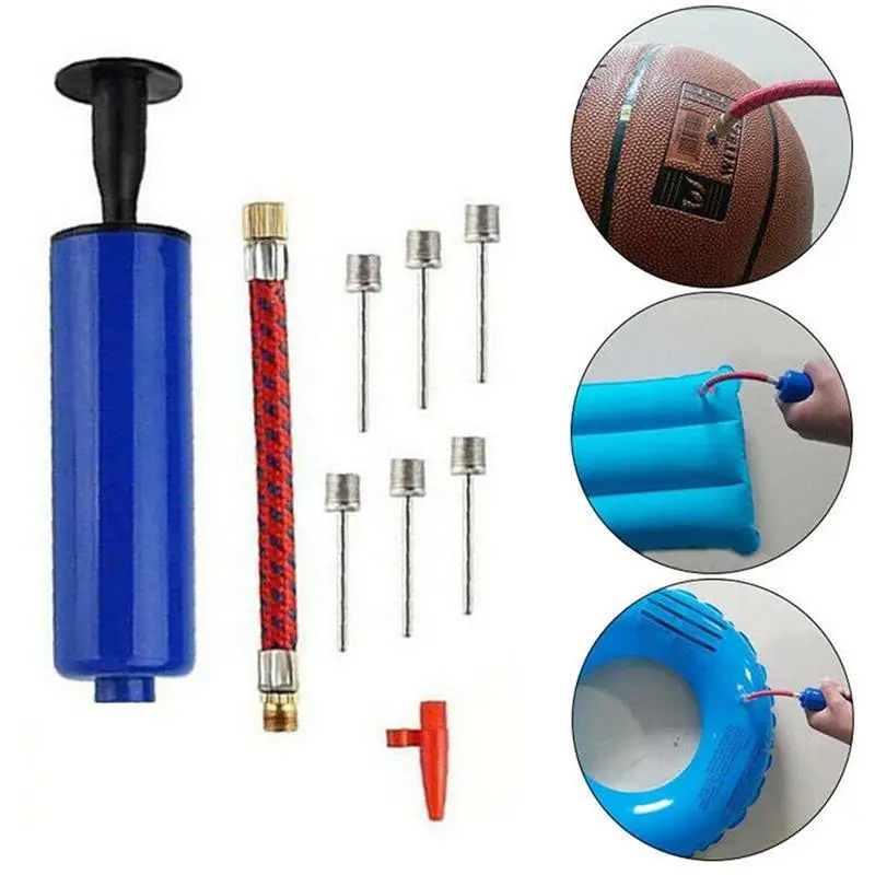 10pcs/set Football Basketball Hand Air Pump Ball Inflator Portable Swimming Ring 