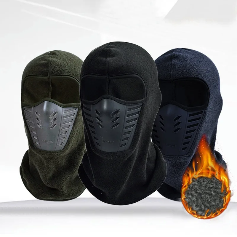 Motorcycle Mask Fleece Thermal Neck Full Face Mask Keep Warm Riding Balaclava Biker Ski Winter Windproof Dustproof Face Shield 2