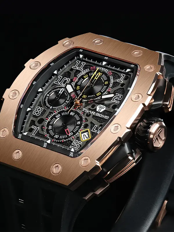 TSAR BOMBA New TB8204 Watch for Men Japan Quartz Chronograph 50M Waterproof Wristwatch Fashion Sport Clock Male Luxury Mens Gift - Image 3