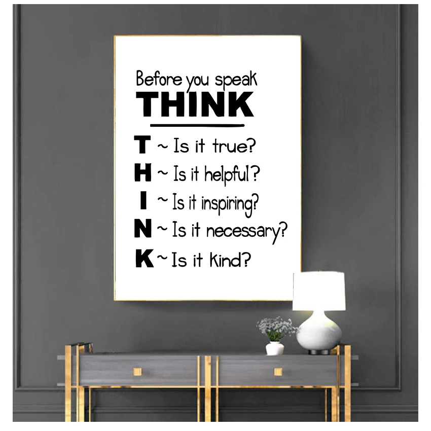 Print Canvas Poster Think Before You Speak Quote Canvas Painting Poster School Classroom Wall Art Decor Motivational Quote bible inspiring art print mother teresa poster do it anyway gandhi quote christian wall art canvas painting picture home decor