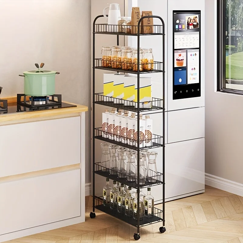 

1pc Storage Rack, Countertop 6-layer Durable Storage Cart, Removable And Large Capacity Sundries Sorting Cabinet, For Kitchen, L