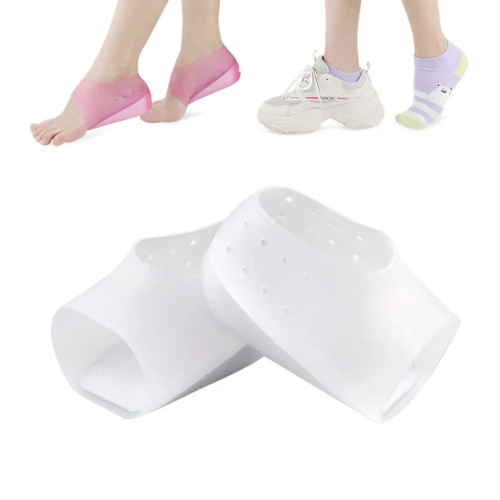 1 쌍 보이지 않는 높이 증가 깔창 실리콘 편안한 통기성 발 뒤꿈치 패드 화이트 사이즈 2Cm 남성 여성용 안티 슬립 충격 방지