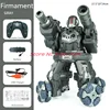 Simulated Spray Launching Water Bomb Remote Control Robot Toy 2.4G Lighting Music 360 ° Rotation Multiplayer Combat RC Robot Toy 6