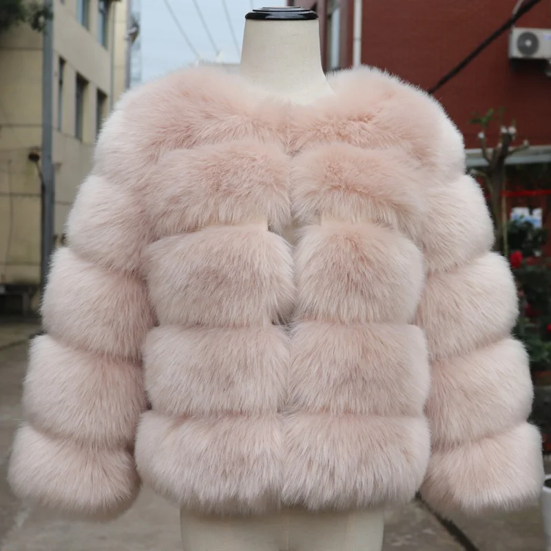 HJQJLJLS 2022 Winter New Fashion Women Faux Fur Coat Female Black Elegant Fluffy Thick Warm Artificial Fox Fur Jacks Outerwear
