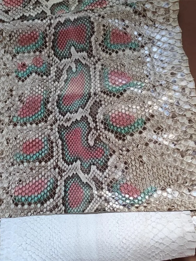 Handmade DIY Accessories Colorful Real Python Skin Material Piece Leatercraft High Quality Genuine Leather Fabric