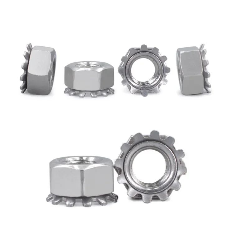 304 stainless steel US-made K-nuts imperial nut nuts K metric multi-tooth fine tooth nuts 4# 6# 8# 10# 1/4 5/16 M6-0.75 M8-0.75