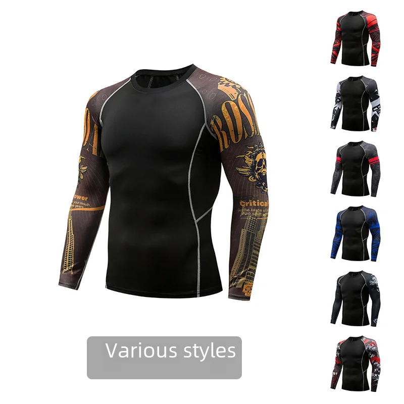 thumbnail image 2 of 2024pro Nueva camiseta de manga larga estampada para entrenamiento de baloncesto y carrera, transpirable, de secado rápido y ajustada para hombre, 2 of 5