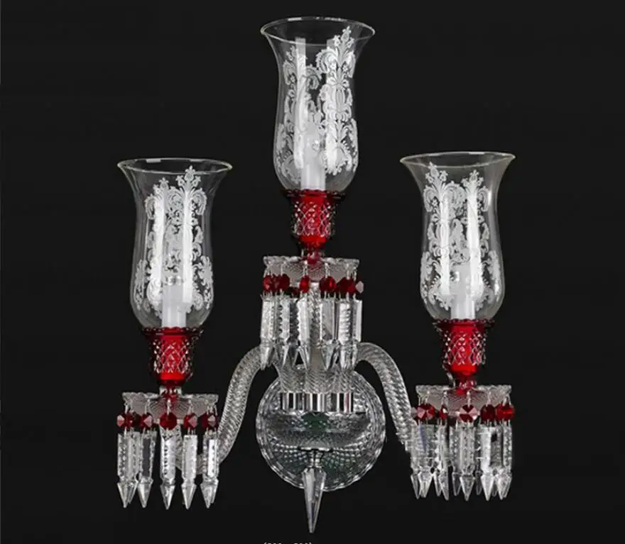 Modern Red Crystal Candle Wall Sconce 3