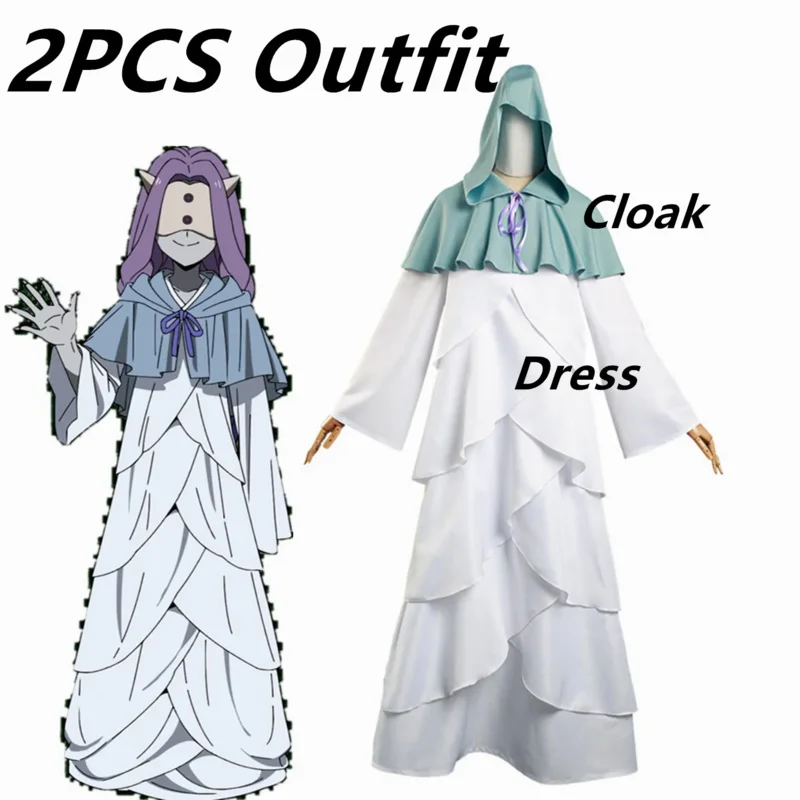 

2021 The Promised Neverland Mujika Cosplay Dresses Ghost Mujika Costumes Cloak and Dress Full Outfit Halloween Carnival Costume