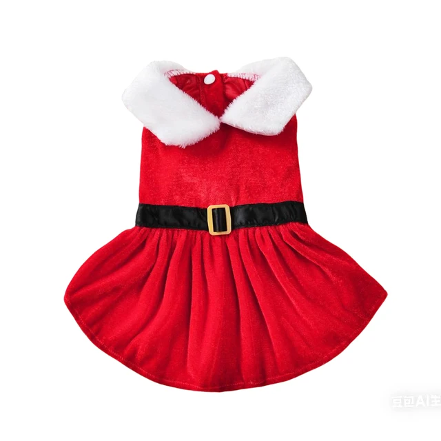Christmas Pet Dresses Holiday Party Gifts Costume Santa Kitten Red Princess Skirt For Small Dogs Cats Sphynx Chihuahua Outfits 2