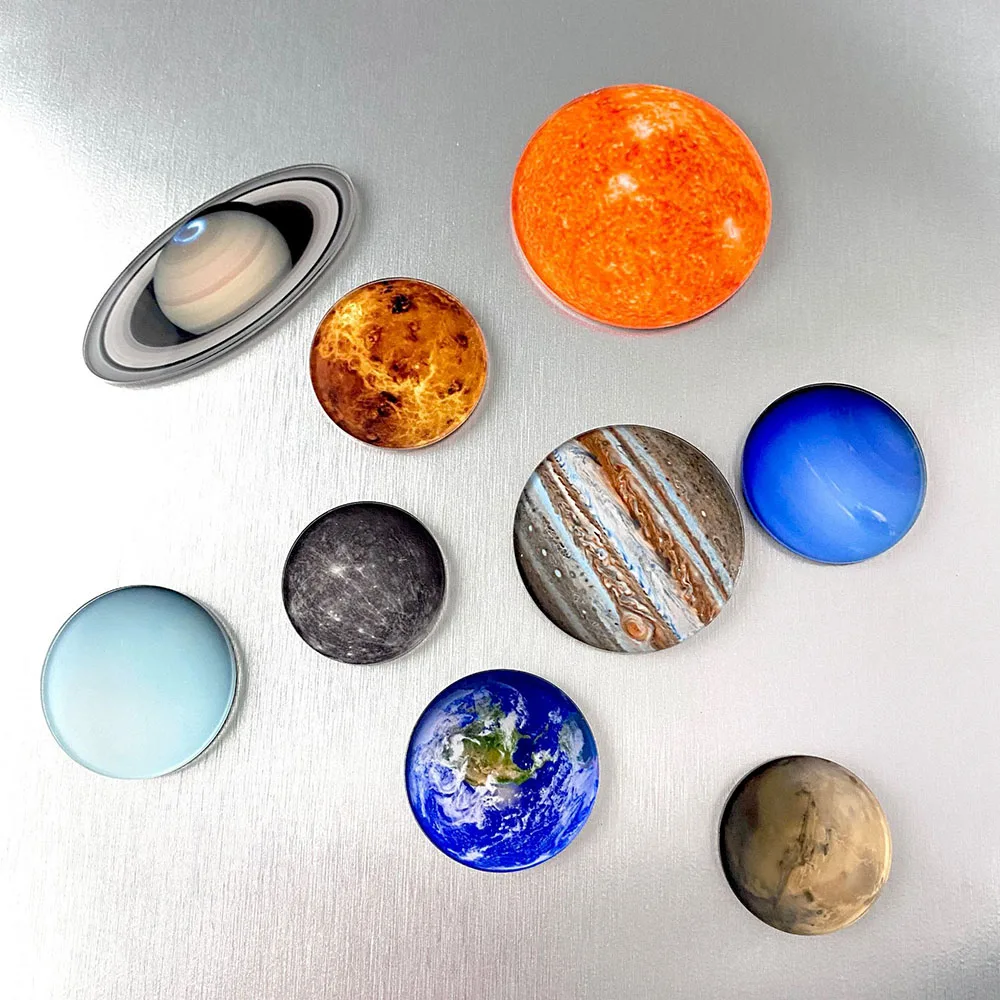 9pcs Creative Planets Universe Refrigerator Magnets Cute Astronomical Teaching Aids Magnets Fridge Photo Message Decorative 2