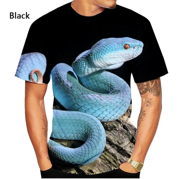 

2023 The latest men's and women's fashion 3D printed snake personality creative T-shirt top