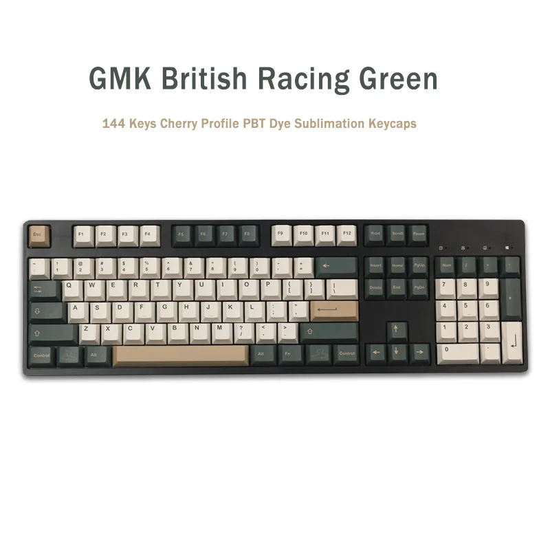 

144 Keys GMK British Racing Green Keycaps Cherry Profile PBT Dye Sublimation Mechanical Keyboard Keycap For MX Switch