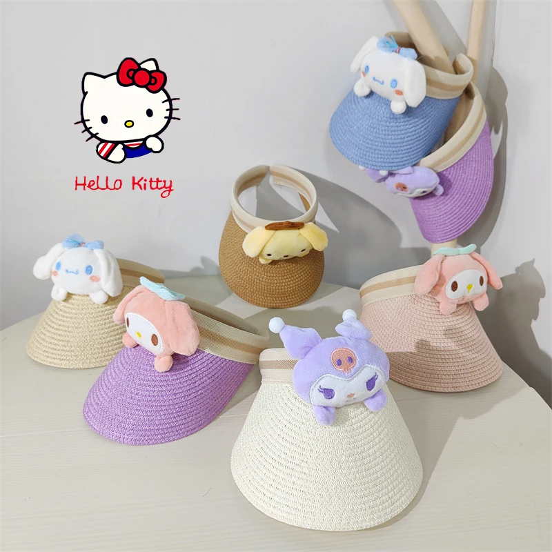 

Sanrio Kuromi Empty Top Children'S Sun Protection Hat Cartoon Cinnamoroll Summer Parent Child Outdoor Travel Sun Protection Hat