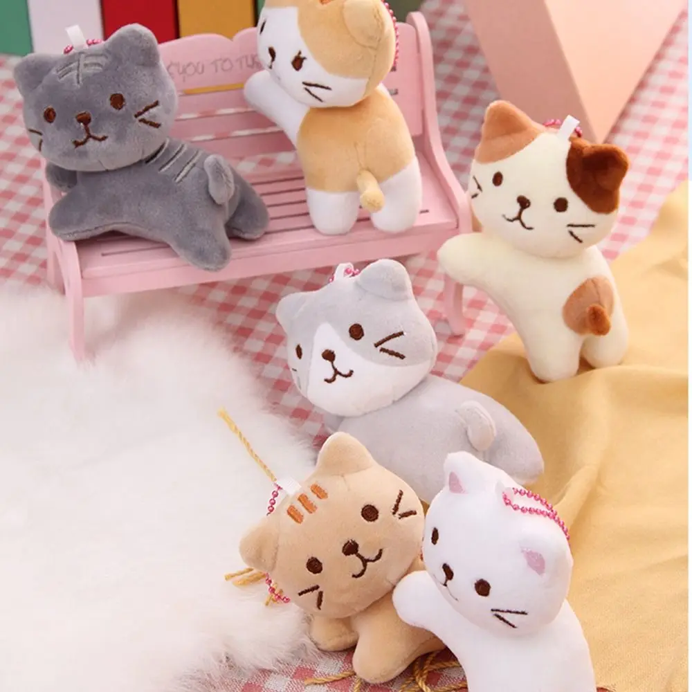 

Cute Cat Plush Key Chain Korean Style Doll Backpack Pendant Cute Crooked Head Kitten Keychain Girls Bag Pendant Gift For Kids