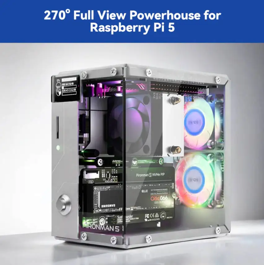 Pironman 5-MAX Raspberry Pi 5用 ケース Pironman 5-MAXでRaspberry Pi 5を最強のデスクトップPCに変える