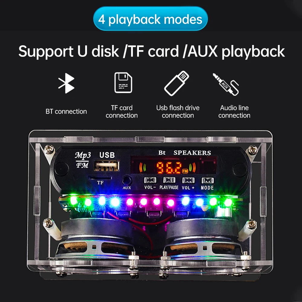 DIY FM Radio Kit 87.5-108MHz 2x3W Amplifier Bluetooth Speaker with Spectrum Display DIY Electronic Soldering Practice Kit