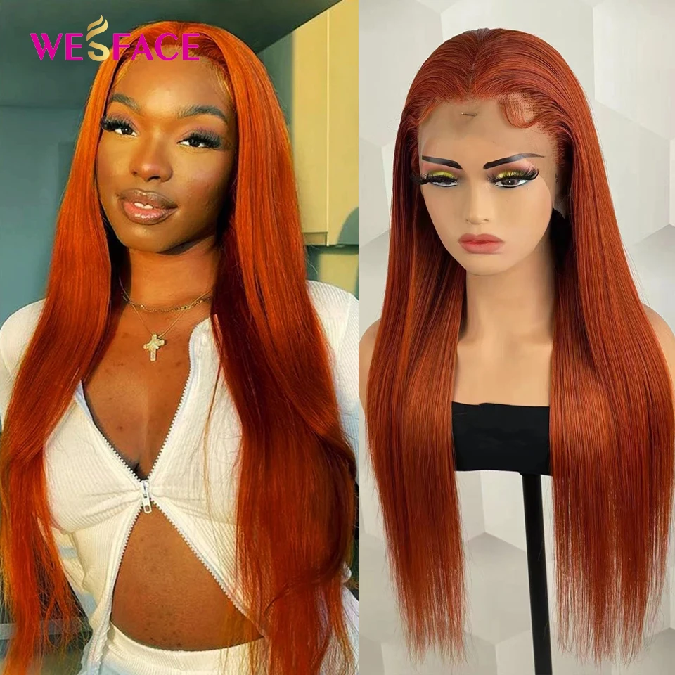 

Orange Ginger Straight Lace Front Wig Brazilian Pre Plucked Human Hair Wigs For Women 13x4 HD Lace Frontal Wig Human Hair