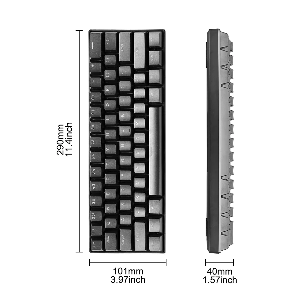 61 Keys Mechanical Keyboard RGB Backlit LED For PC Computer Laptop Office Game