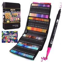 

60/72/120/132 Colors Art Marker Brush Pens Colored Fine Point and Brush Tips Fineliner Pen Set with Sketchbook for Kids Adults