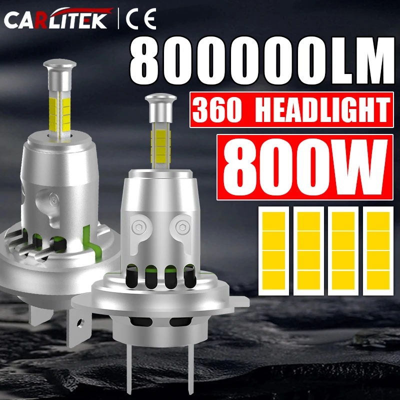 800W 800000LM H7 Led Bulb Canbus Auto 6000K White Turbo H7 Led Fog Light Lamp Plug and Play 360 3D Auto 6000K Super Mini Diodes