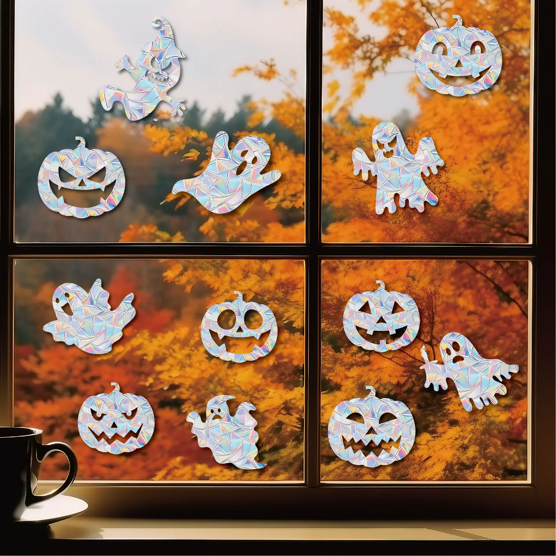 Wall Stickers Window Stickers New Rainbow PVC Leaves Static Window Stickers Prism Electrostatic Glass Stickers Suncatcher Sticker Home Wall Decal Decor wall stickers,window stickers