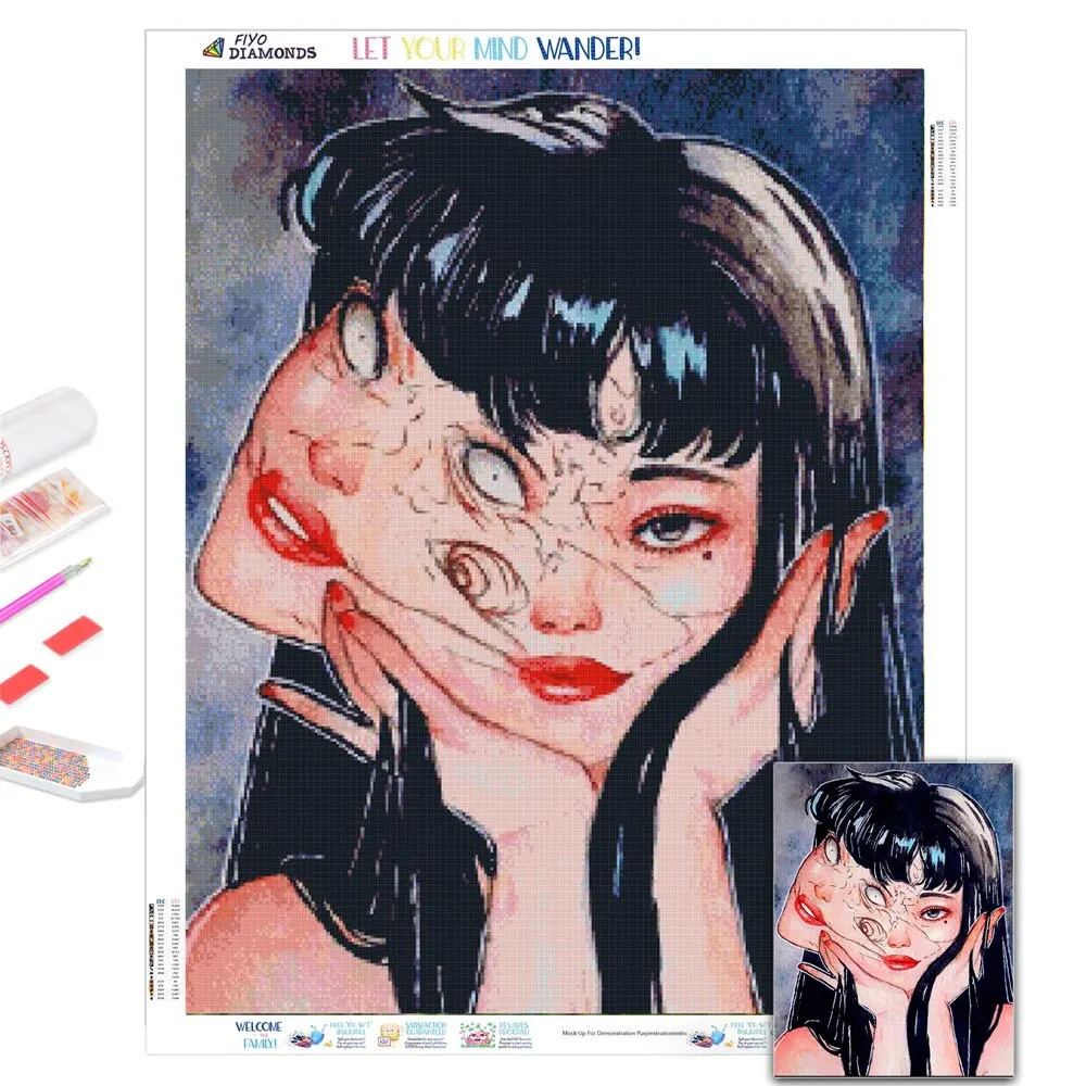 diamond painting kits Diamond Painting Anime Horror Girl Picture 5D DIY Full Diamond Mosaic Embroidery Cross Stitch Kits Christmas Home Decor