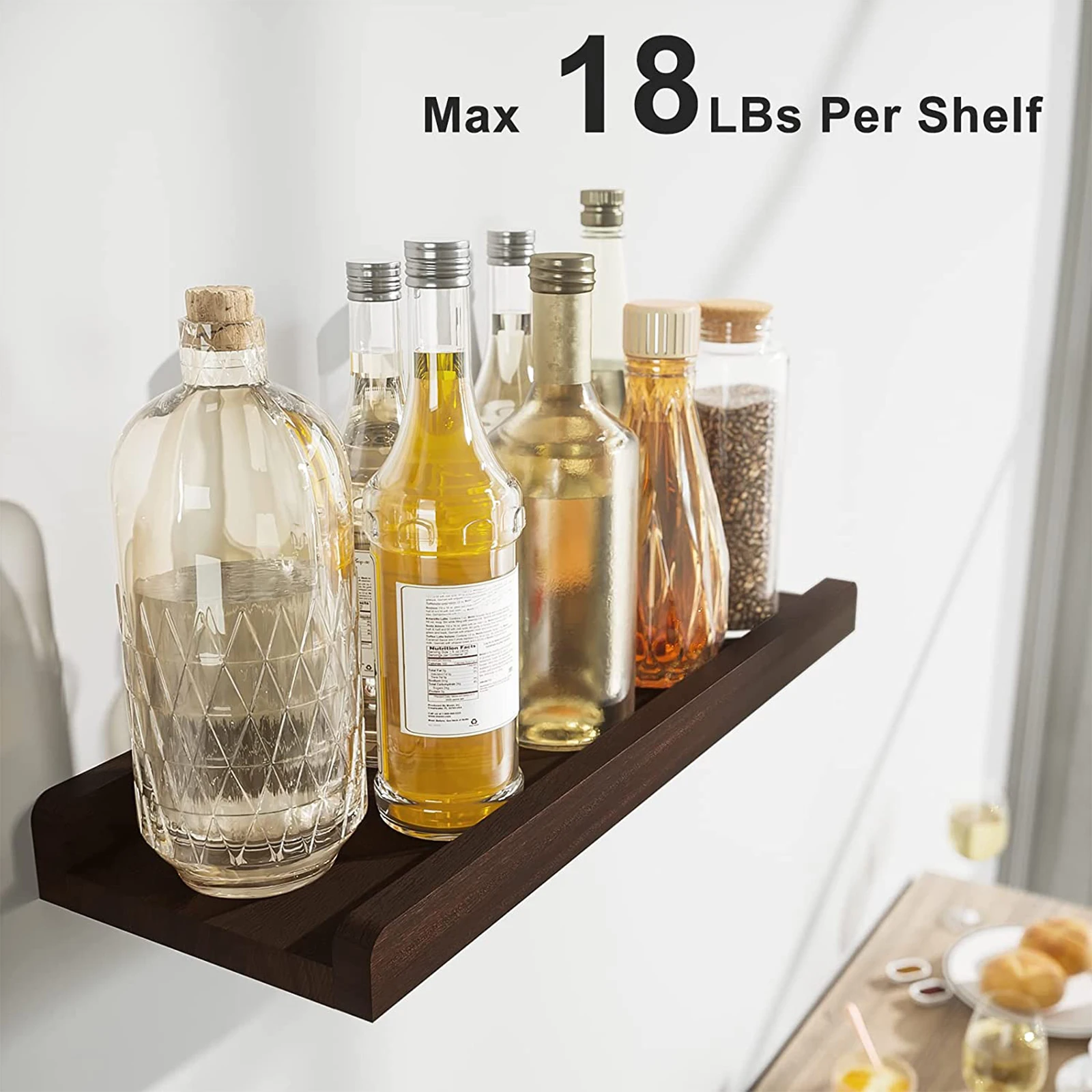 Mensole galleggianti in legno con sporgenza Set di 2 ripiani in legno rustici montati a parete per riporre camera da letto, soggiorno, bagno, cucina  15