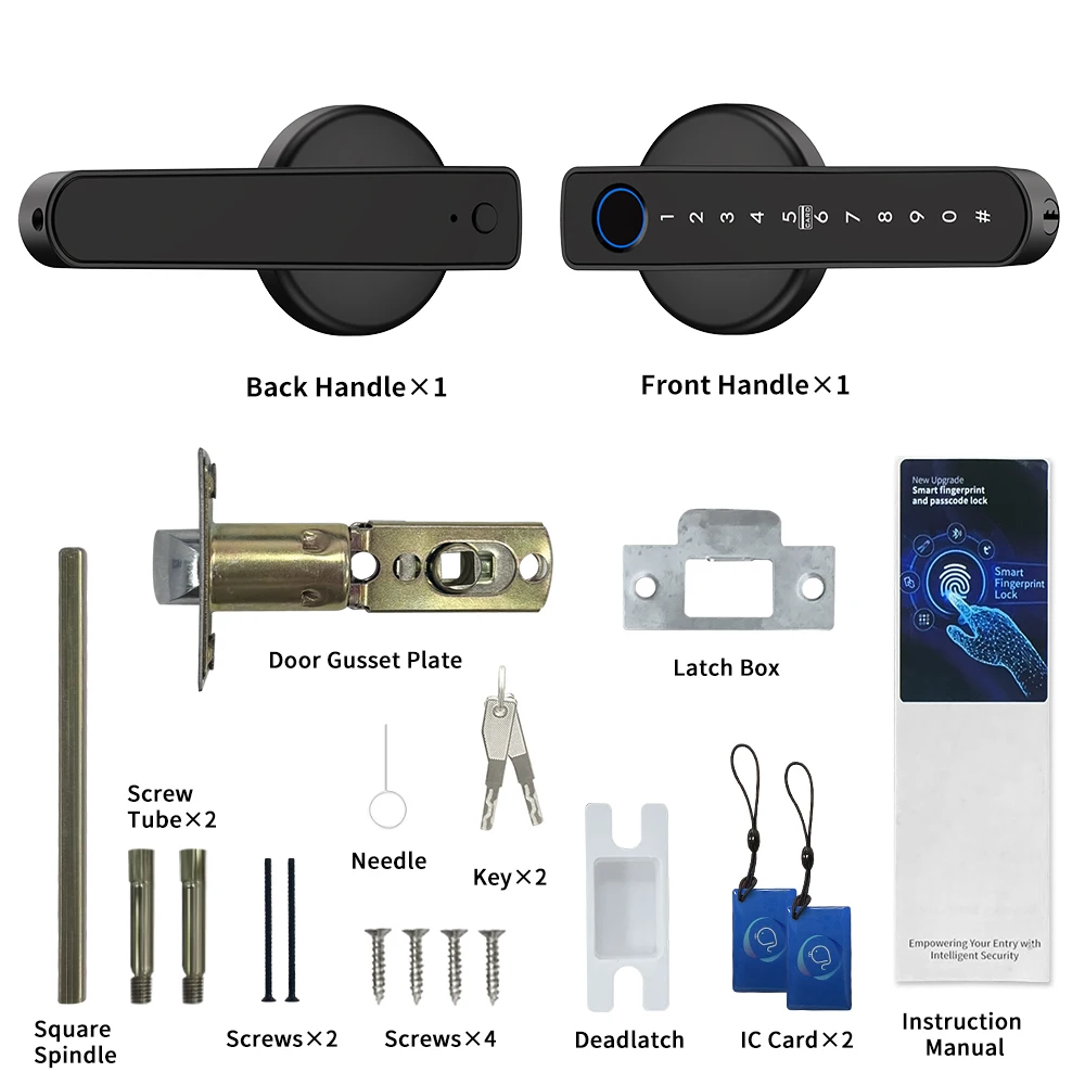Bluetooth Smart Handle Lock,Tuya Fingerprint Door Lock Home Security Lock.