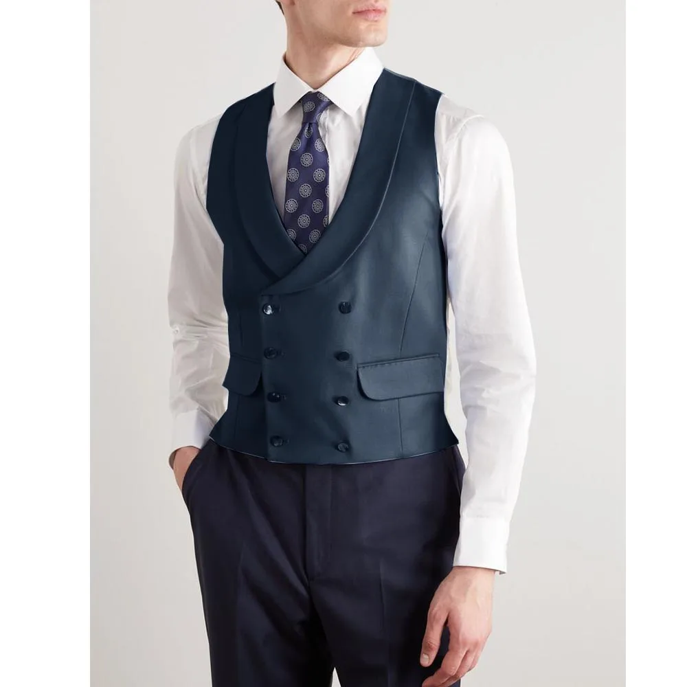 Men's Classic Vest 2024 Men's Spring and Summer New Serge Vest Business Casual Double Breasted Sleeveless Vest Steampunk
