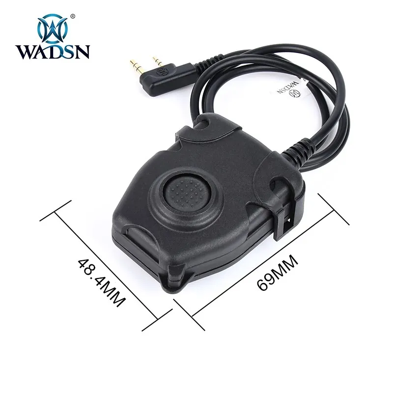 Wadsn Tactical PTT Push-Talk Button Military Headset Comtact Headphone Motorola Kenwood Icom Midland Plug Baofeng Radio