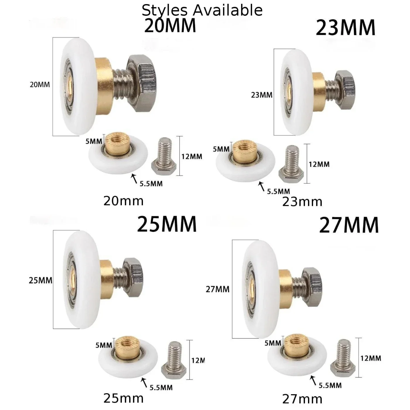 Shower Door Rollers Shower Room Pulley Shower Room Rollers Shower Room Accessories Durable Glass Door Shower Door Rollers Wheels 1Set 20/23/25/27mm Shower Room Pulley Single