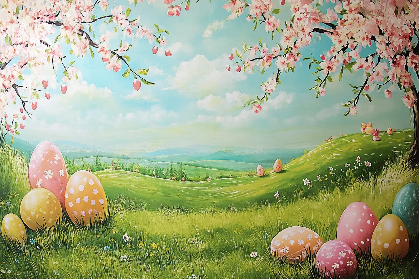 Happy Easter Backdrops Photography Banner Decorations Bunny Grassland Rustic Wood Background Eggs Banner For Jesus Easter Spring easter backdrops
