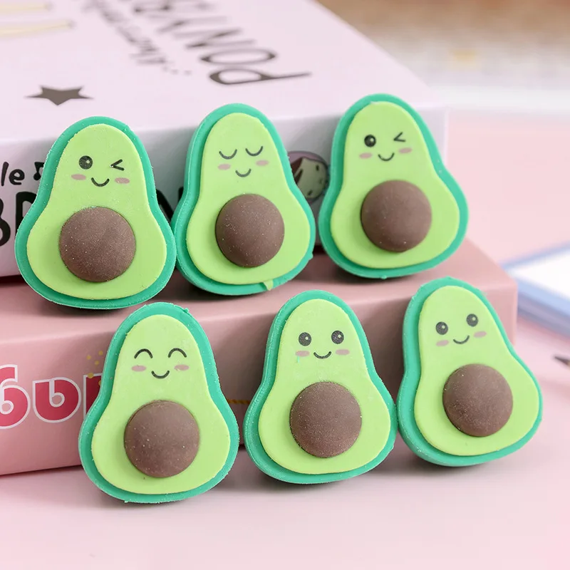 Pencil Eraser 4Pcs/Set Emote Avocado Eraser Puzzle Detachable Erasers Kids Stationery Soft Rubber Office School Supplies