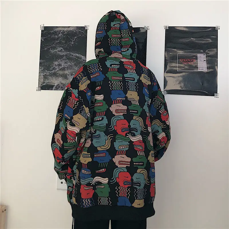 Harajuku Women Hoodies Pullovers Oversized Print Sweatshirt Korean style Hood Hooded Women's tops Loose Coat Streetwear clothes