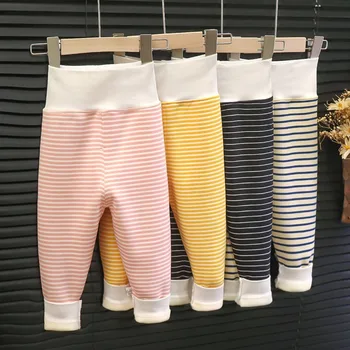 Pantaloni per neonato addensare tenere al caldo in inverno vestiti per bambini Bebe Boy Girl Leggings a righe Pantaloni unisex per bambini