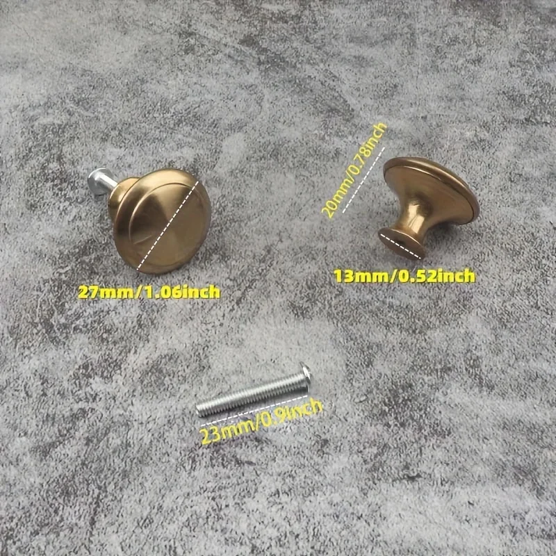 Cabinet Drawer Single Hole Pull Handle Golden Simple Round Furniture Small Handle 8pcs