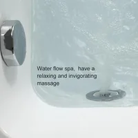 59'' Modern Acrylic Alcove Whirlpool Bathtub, Rectangular Water Massage Bathtub LED Soaking Tub with Bathtub Filler Faucet 2