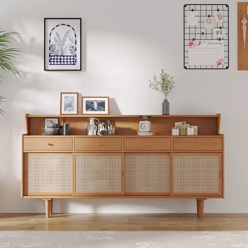 Japanese Solid Wood Sideboards Nordic Living Room Vestibule Chest of Drawers Kitchen Cabinets et Dining Room Furniture FYSB